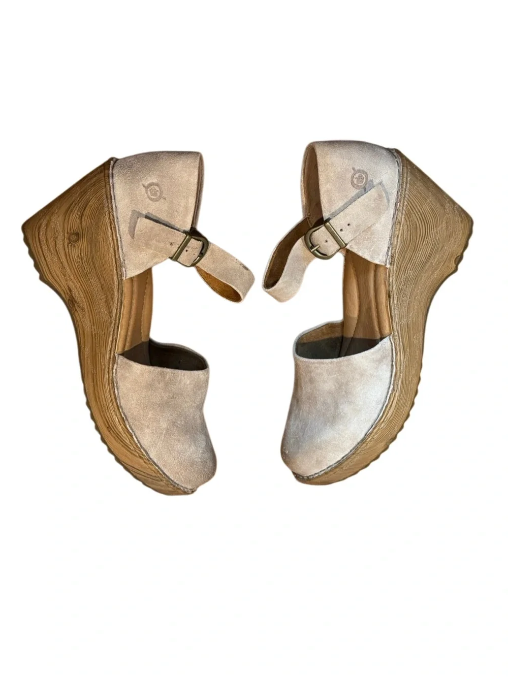 Born Nellie Hand-finished Leathers & Woodgrain-Inspired Platform Wedge Size 9